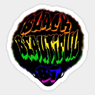 Black, beautiful, bi(rainbow) Sticker